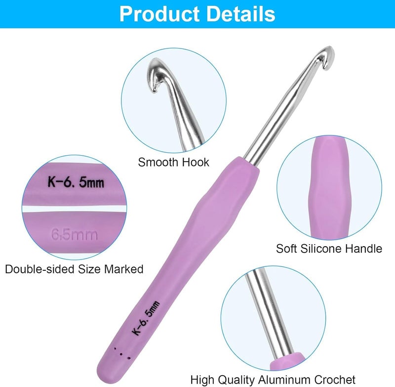 MECHEER Crochet Hooks 9 Sizes Crochet Hook Set, 49 Pack Yarn Crochet Kit for Beginners, Knitting Needles with Ergonomic Handles for Arthritic Hands, Crochet Needle Kit with Blue Case for Crocheters - Image 3
